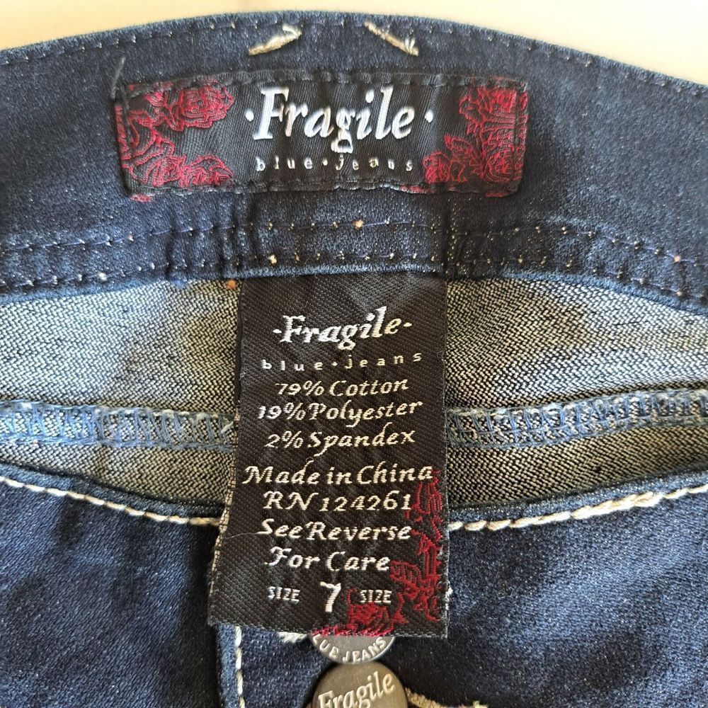 Nice Fragile Size 7 Flap Pocket Boot Cut Denim Da… - image 5